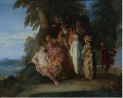 Claude Gillot A scene inspired by the Commedia oil
